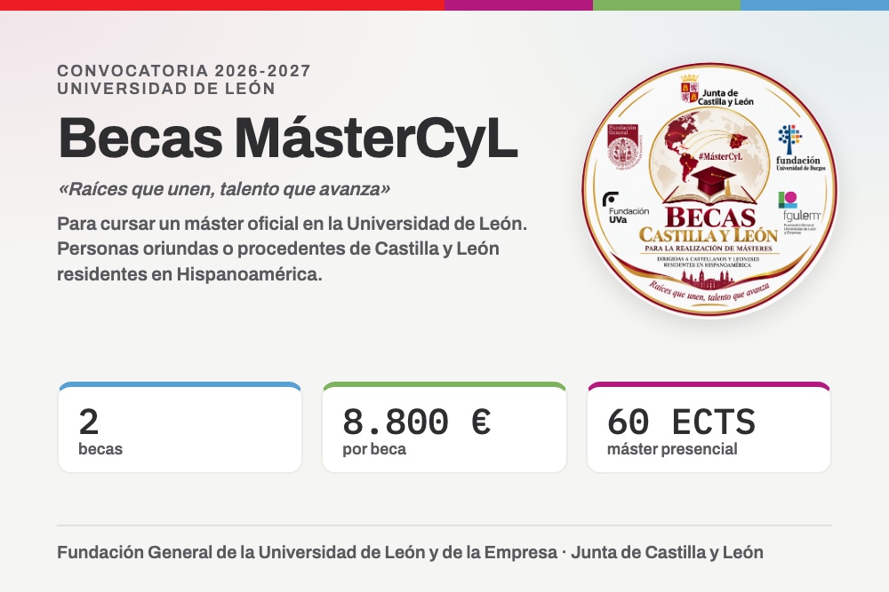 Becas MásterCyL 2026-2027: máster oficial en la Universidad de León